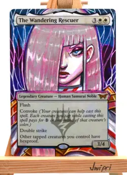 The Wandering Rescuer Alter MTG hand painted altered magic the gathering EDH - Image 1