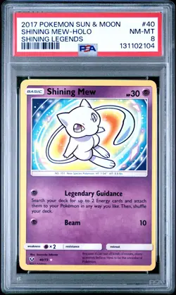 2017 POKEMON SUN & MOON SHINING LEGENDS #40 SHINING MEW-HOLO PSA 8 - Image 1