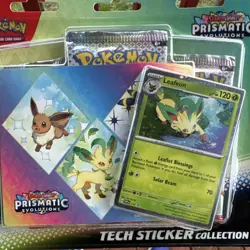 Pokemon TCG Prismatic Evolutions Leafeon Promo 3 Booster Packs & Sticker - Image 1