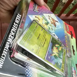 Pokemon TCG Prismatic Evolutions Leafeon Promo 3 Booster Packs & Sticker - Image 2