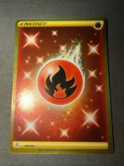 Fire Energy 284/264 NM/M SWSH Fusion Strike Secret Gold Energy Pokemon TCG - Image 2