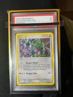 2005 POKEMON EX EMERALD #9 RAYQUAZA-REVERSE FOIL PSA 5 - Image 1