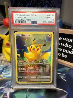 2023 POKEMON SWORD & SHIELD CROWN ZENITH #GG30 FULL ART/PIKACHU PSA 10 - Image 1