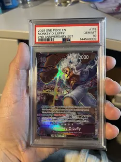 ONE PIECE MONKEY D. LUFFY ENGLISH VERSION 2ND ANNIVERSARY SET #119 PSA 10 - Image 1
