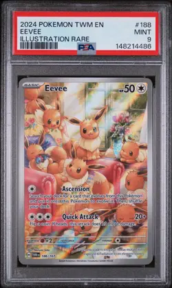 Pokemon Eevee 188/167 Sv06 Twilight Masquerade Illustration Rare Holo PSA 9 2024 - Image 1