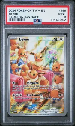 Eevee 188/167 Sv06: Twilight Masquerade Illustration Rare Holo MINT PSA 9 - Image 1