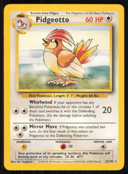 Pidgeotto 22/102 Rare Base Set Unlimited Pokemon Lightly Played - Image 1