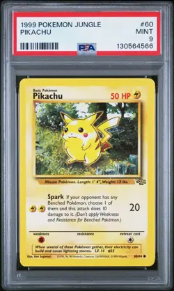 1999 Pokemon Jungle Pikachu 60/64 Unlimited PSA 9 Mint - Image 1