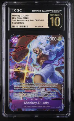 One Piece Monkey D Luffy OP05-119 2nd Anniversary Set Promo CGC PRISTINE 10 - Image 1