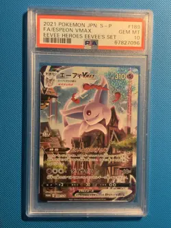 2021 Pokemon Japanese Eevee Heroes Espeon VMAX Promo #189/S-P PSA 10 - Image 1