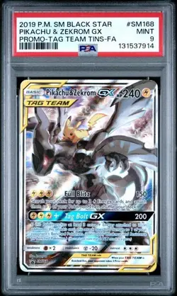 PIKACHU & ZEKROM GX SM168 PSA 9 TAG TEAM TINS PROMO POKEMON CARD ENGLISH - Image 1