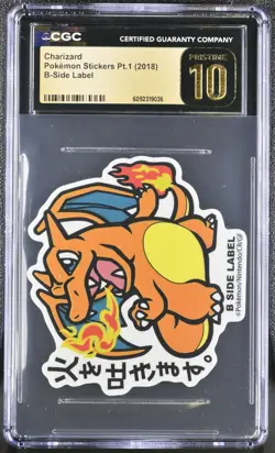 2018 POKEMON STICKERS PT. 1 B-SIDE LABEL CHARIZARD CGC 10 PRISTINE - Image 1