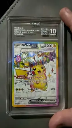 pokemon Pikachu ex 219/191 scarlet violet surging sparks ultra rare TAG 10 - Image 1