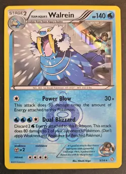 Team Aqua's Walrein 5/34 2015 Double Crisis Pokemon Card Nintendo Holo Rare LP - Image 1