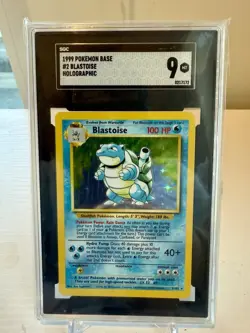 1999 Pokemon Base Set Unlimited Blastoise Holo Rare 2/102 SGC 9 - Image 1