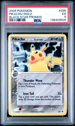 2006 Pokemon Black Star Promos #035 Pikachu-Holo Card, PSA 5 - Image 1