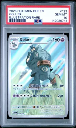 2025 POKEMON BLK EN-BLACK BOLT ILLUSTRATION RARE #123 GOLURK PSA 10 - Image 1