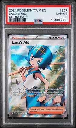 2024 Pokemon Twighlight Masquerade Lana’s Aid #207 Ultra Rare PSA 8 - Image 1