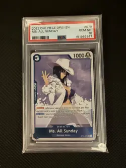 2022 ONE PIECE OP01-ROMANCE DAWN 079 MS. ALL SUNDAY PRE-ERRATA - PSA 10 - Image 1