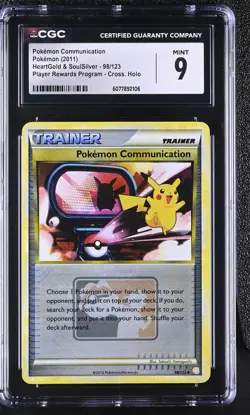 CGC 9 Pokemon Communication 98/123 League Promo Crosshatch Reverse Holo Card - Image 1