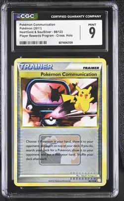 CGC 9 Pokemon Communication HeartGold & SoulSilver 98/123 Crosshatch Holo Card - Image 1