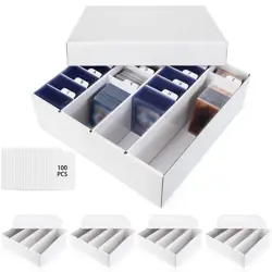 Trading Card Storage Box, 4 Row 3200 Count Collector Cards Box 5-Pack, Wihte - Image 1