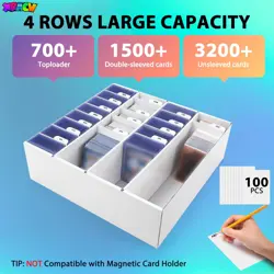 Trading Card Storage Box, 4 Row 3200 Count Collector Cards Box 5-Pack, Wihte - Image 2