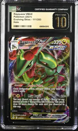 2021 Pokemon SWSH Evolving Skies Rayquaza VMAX PRISTINE #111/203 CGC 10 - Image 1