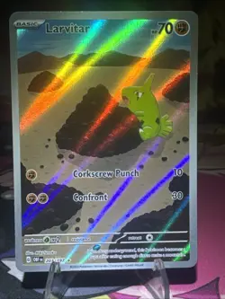 Larvitar Illustration Rare - 203/197 - Obsidian Flames Pokemon 2023 NM Holo - Image 1