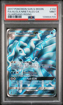 2017 POKEMON SUN & MOON GUARDIANS RISING #132 FULL ART/ALOLAN NINETALES GX PSA 9 - Image 1