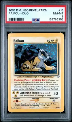 Raikou - Pokemon Neo Revelation #13 PSA 8.0 - Image 1