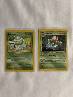 Vintage Pokemon Bulbasaur Ivysaur Lot Base Set WOTC 1999 English - Image 1