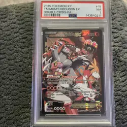 2015 POKEMON XY DOUBLE CRISIS #15 FULL ART/TEAM MAGMA'S GROUDON EX PSA 7 - Image 1
