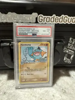 Vintage Pokemon Card 2006 EX CRYSTAL GUARDIANS #38 MARSHTOMP-REVERSE FOIL PSA 8 - Image 1
