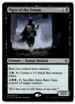 MTG Foil Piper of the Swarm - Throne of Eldraine Moderately Played English - Image 1