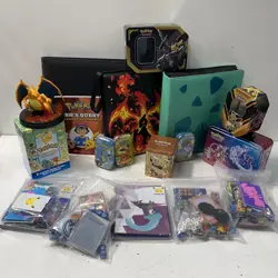 Mixed Pokemon TCG Empty Tins, Accessories, and Collectibles Bundle - Image 1