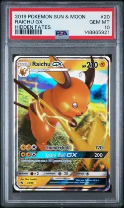 RAICHU GX #20 PSA 10 • 2019 POKEMON SUN & MOON HIDDEN FATES - Image 1