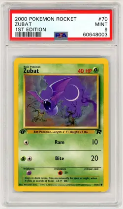 2000 Pokemon Team Rocket #70 Zubat 1st Edition PSA 9 - Image 1