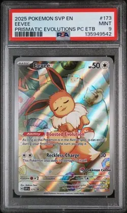 2025 Pokemon SVP EN-SV Black Star Promo Eevee #173 Prismatic Evo PC Etb PSA 9 - Image 1
