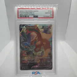 2022 POKEMON SWORD & SHIELD BRILLIANT STARS #154 FULL ART CHARIZARD V PSA 10 🔥 - Image 1