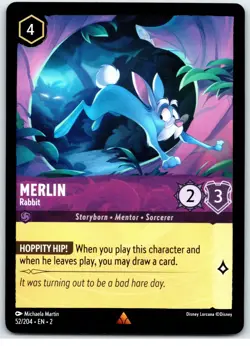 #52 Merlin Rabbit Rare Amethyst PLAYSET x4 2023 Lorcana Rise of the Floodborn 4x - Image 2