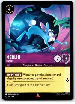 #52 Merlin Rabbit Rare Amethyst PLAYSET x4 2023 Lorcana Rise of the Floodborn 4x - Image 4