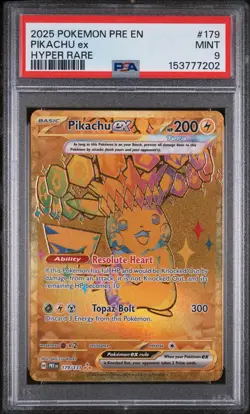 2025 POKEMON PRE EN-PRISMATIC EVOLUTIONS #179 PIKACHU EX HYPER RARE PSA 9 - Image 1