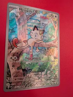 Pokemon Meowth 106/094 Phantasmal Flames Illustration Rare Holo 70HP Fury Swipes - Image 4