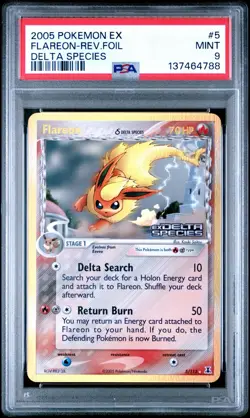 2005 Pokemon EX Delta Species Flareon Reverse Holo #5/113 PSA 9 *LOW POP* - Image 1