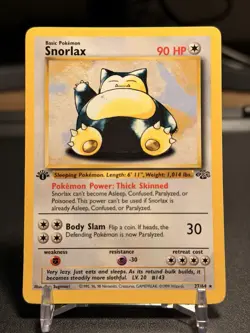 Pokemon TCG Snorlax Jungle Card 27/64 1st Edition Rare WOTC 1999 LP - Image 1