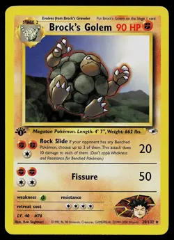 Pokemon Card - Brock's Golem Gym Heroes 20/132 Rare 1st Edition - Image 1