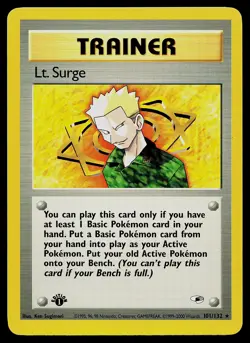 Pokemon Card - Lt. Surge Gym Heroes 101/132 Rare 1st Edition - Image 1