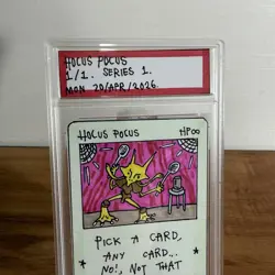 1/1 Original Hand Drawn Hocus Pocus Card Slabbed Signed Series 1 1/1 Brokemon - Image 2