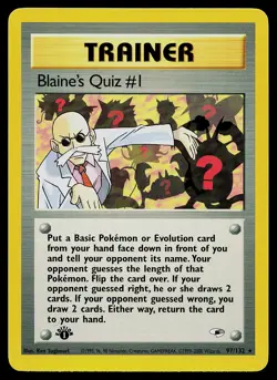 Pokemon Card - Blaine's Quiz #1 1st Edition Gym Heroes 97/132 Rare - Image 1